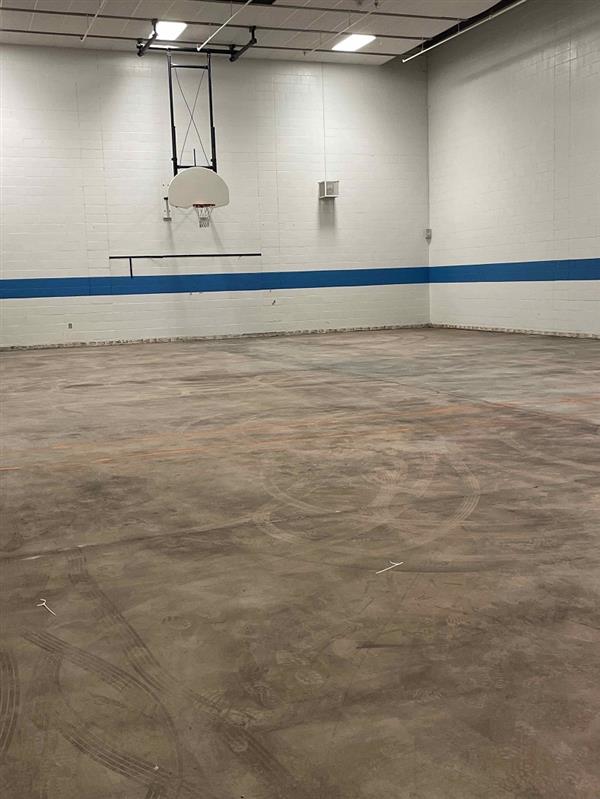 Rec center gym floor removed for demolition 